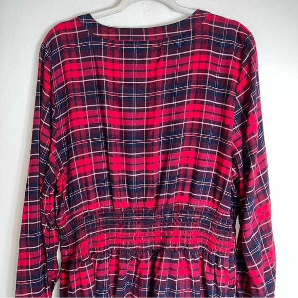 Lane Bryant Red Plaid Flannel Top Shirt-Lace Up Corset Waist-Size 20 - Picture 8 of 9